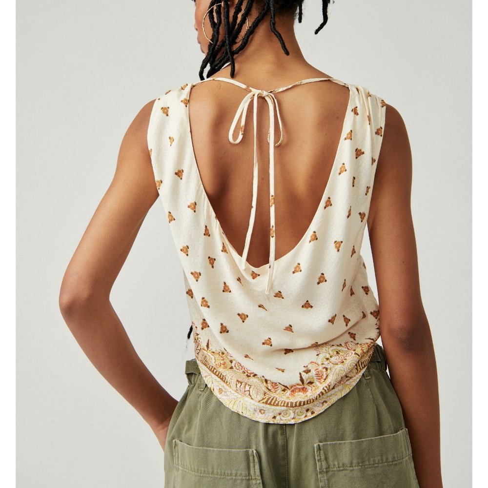🎉LAST CHANCE🎉 FREE PEOPLE Silas Printed Cowlneck Top / Ivory Combo - Picture 8 of 13